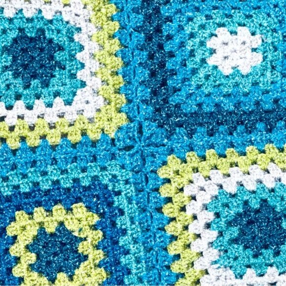 Boston Proper Size XS/S Blue Multi Lurex Slouchy Crochet Poncho - Picture 6 of 8